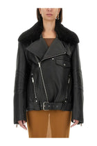 Saint Laurent Women's Leather Biker Jacket Black