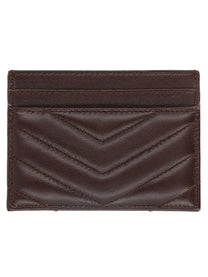 Saint Laurent Women's Leather Cassandre Card Holder Brown, view 2