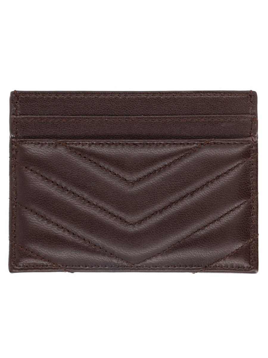 Saint Laurent Women's Leather Cassandre Card Holder Brown, view 2