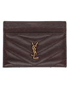 Saint Laurent Women's Leather Cassandre Card Holder Brown
