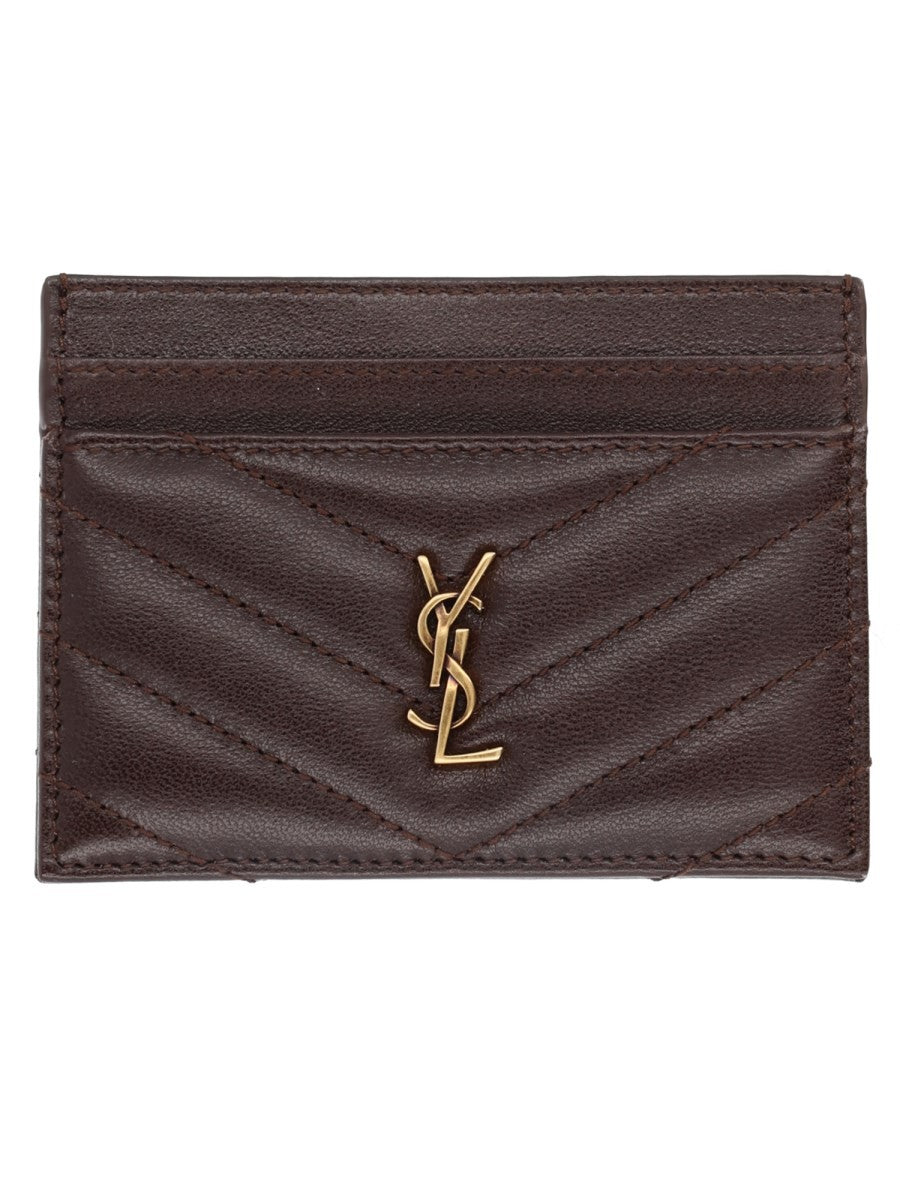 Saint Laurent Women's Leather Cassandre Card Holder Brown