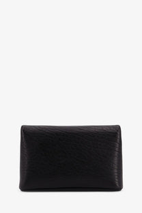 Saint Laurent women’s black leather crossbody bag with a textured crocodile pattern clutch design