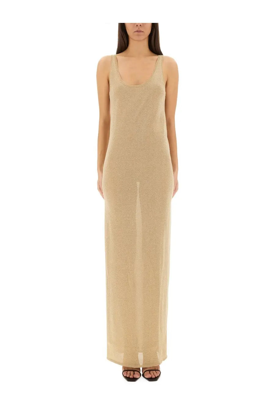 Saint Laurent Women's Lurex Knit Dress Gold