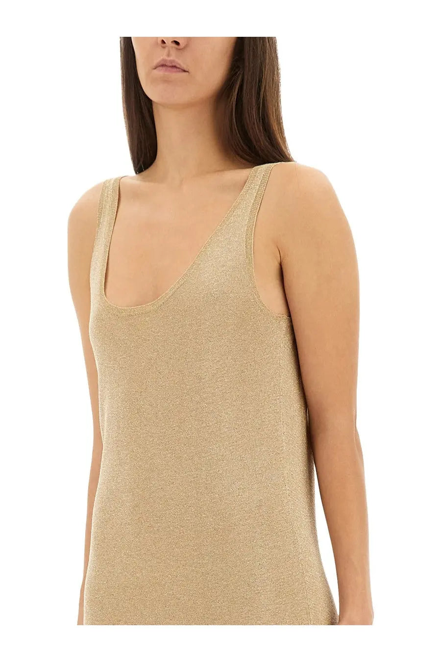 Saint Laurent Women's Lurex Knit Dress Gold, view 4