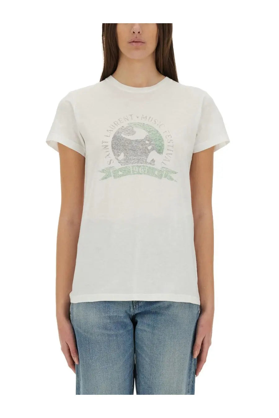Saint Laurent Women's Music Festival Shirt Beige