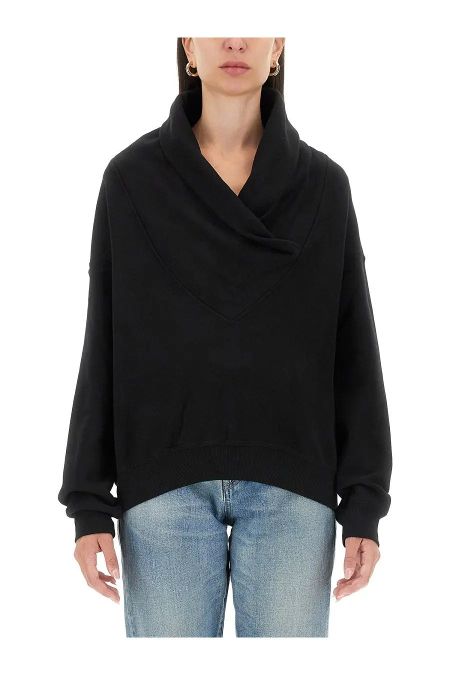 Saint Laurent Women's Neck Sweatshirt Black
