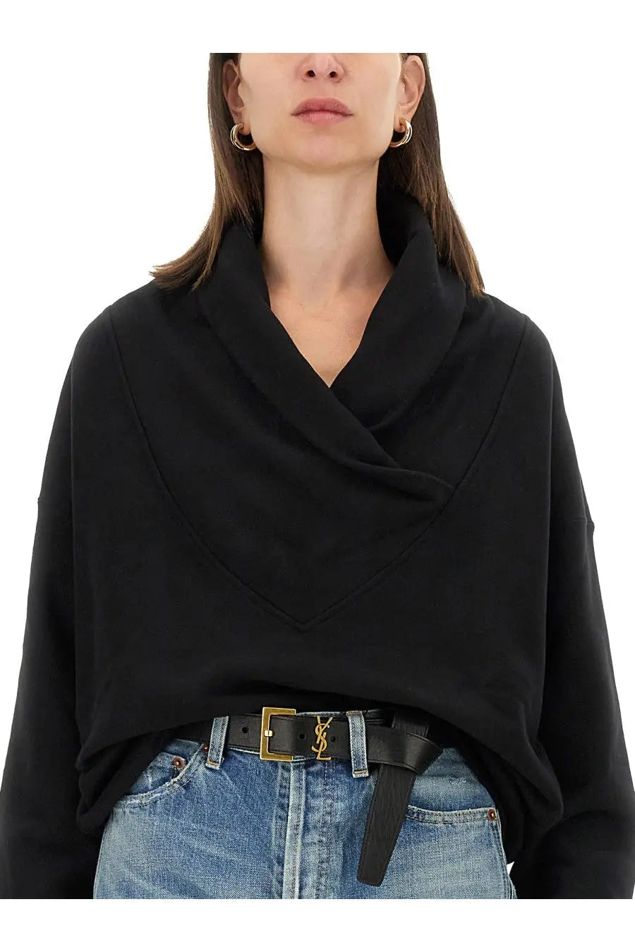 Saint Laurent Women's Neck Sweatshirt Black, view 4