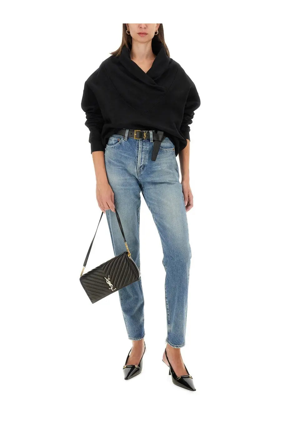 Saint Laurent Women's Neck Sweatshirt Black, view 2