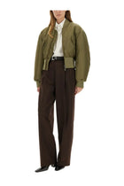 Saint Laurent Women's Nylon Bomber Jacket Green, view 2