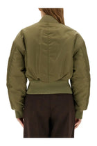 Saint Laurent Women's Nylon Bomber Jacket Green, view 3