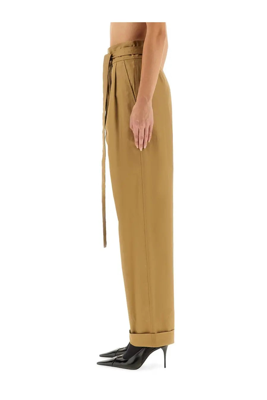 Saint Laurent Women's Pants Gurhka Serge Beige, view 3