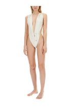 Saint Laurent Women's One Piece Swimsuit White, view 2