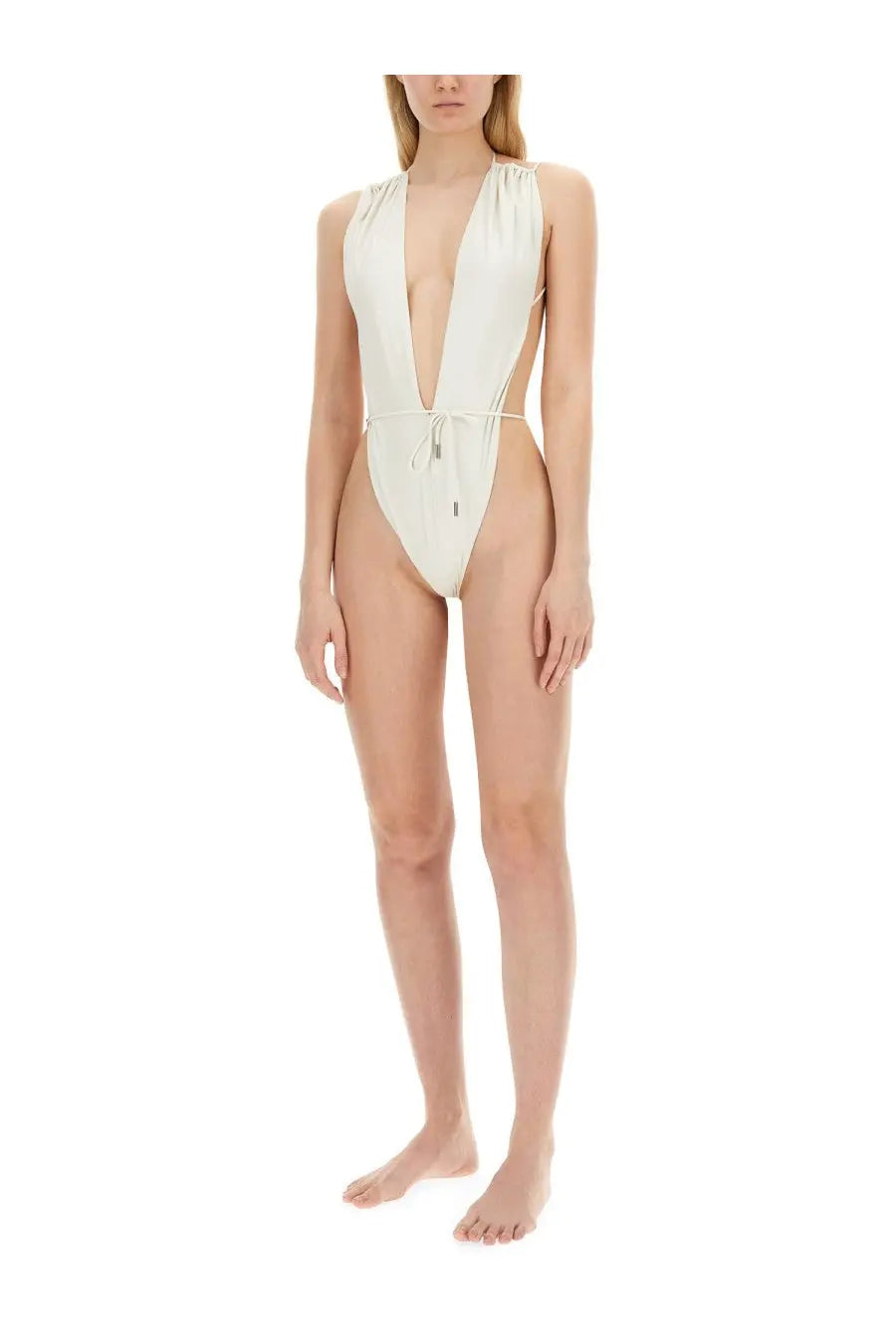 Saint Laurent Women's One Piece Swimsuit White, view 2