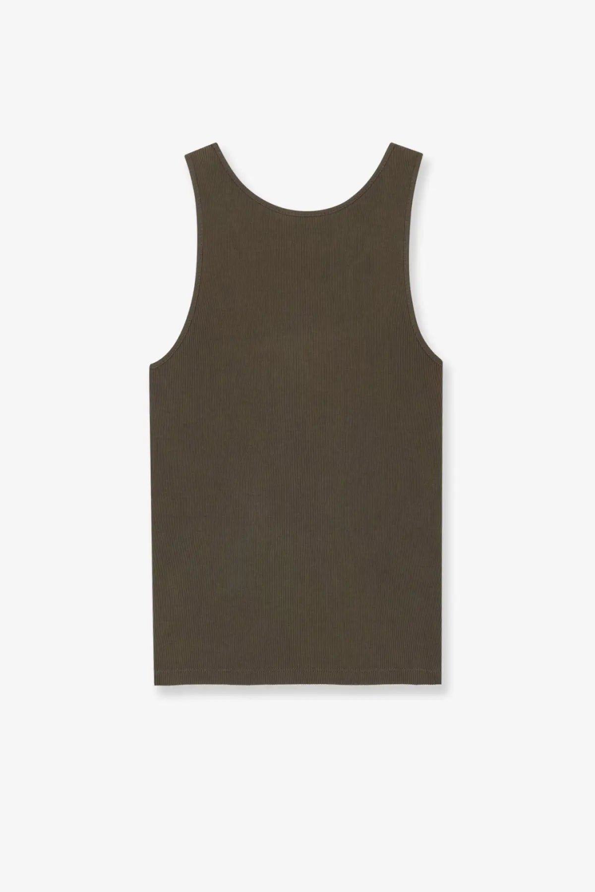 Saint Laurent women’s ribbed cotton tank top in olive green with a minimalist design