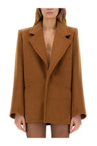 Saint Laurent Women's Short Wool Coat Beige