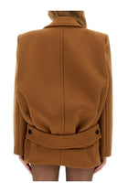 Saint Laurent Women's Short Wool Coat Beige, view 4