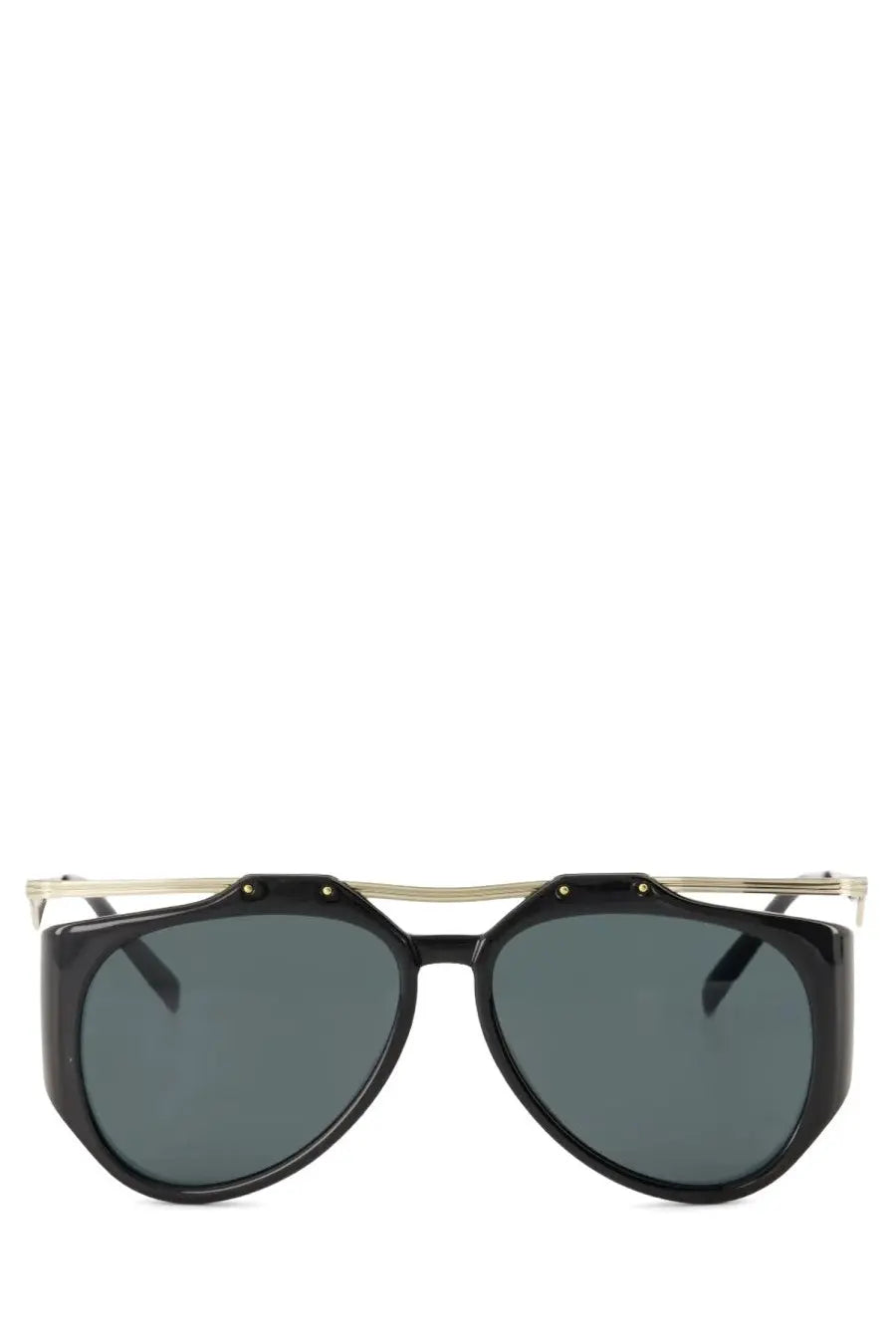 Saint Laurent women’s SL M137 Amelia black aviator glasses with gold frame and dark gray lenses