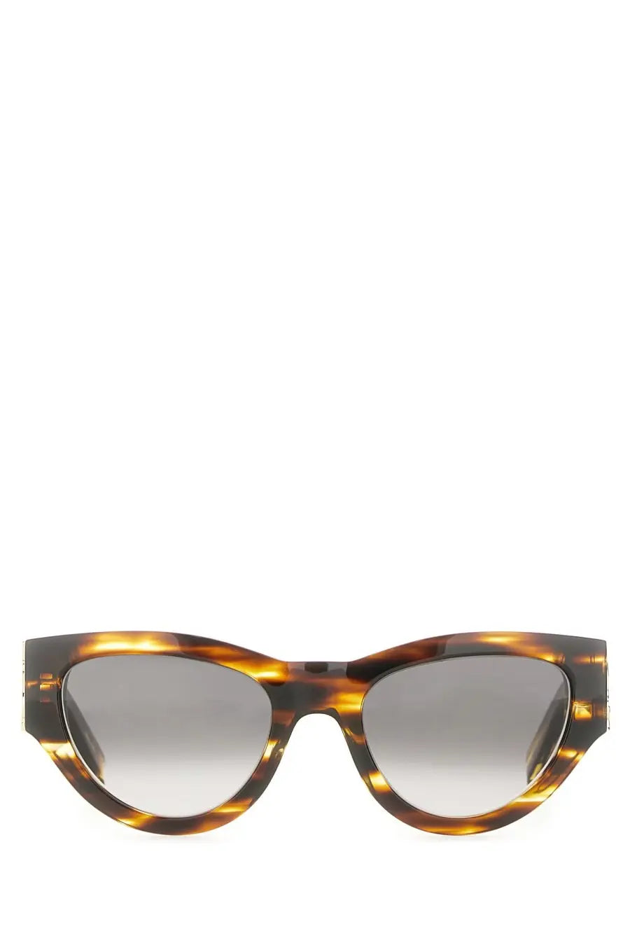 Saint Laurent women’s SL M94 tortoiseshell acetate cat-eye sunglasses with gradient gray lenses in brown