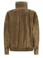Saint Laurent Women's Suede Bomber Double-Breasted Jacket Brown, view 2