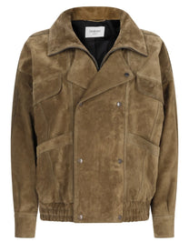 Saint Laurent Women's Suede Bomber Double-Breasted Jacket Brown, view 3