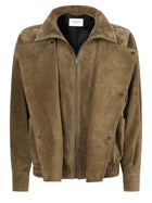 Saint Laurent Women's Suede Bomber Double-Breasted Jacket Brown, view 4