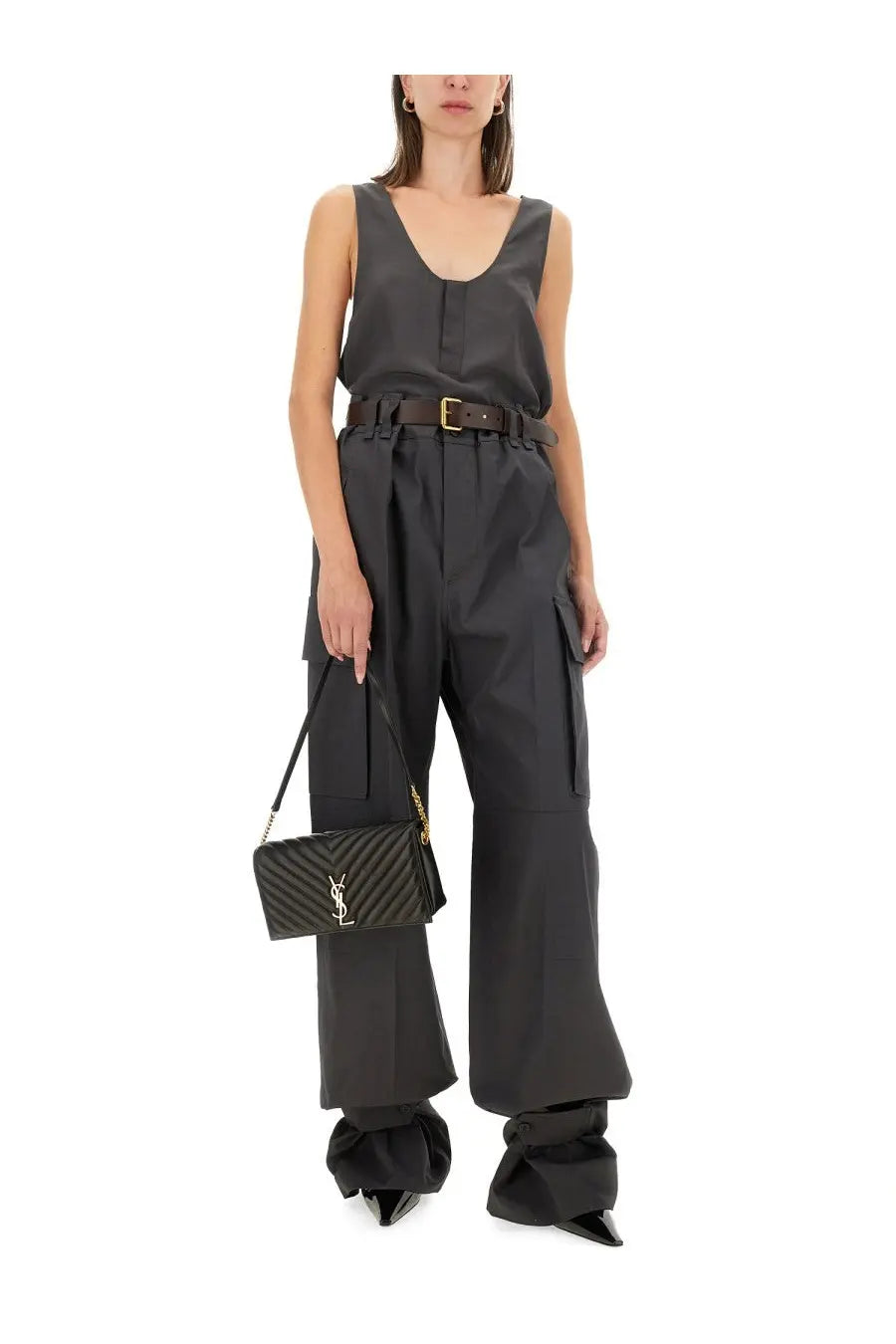 Saint Laurent Women's Tank Top Henley Grey, view 5