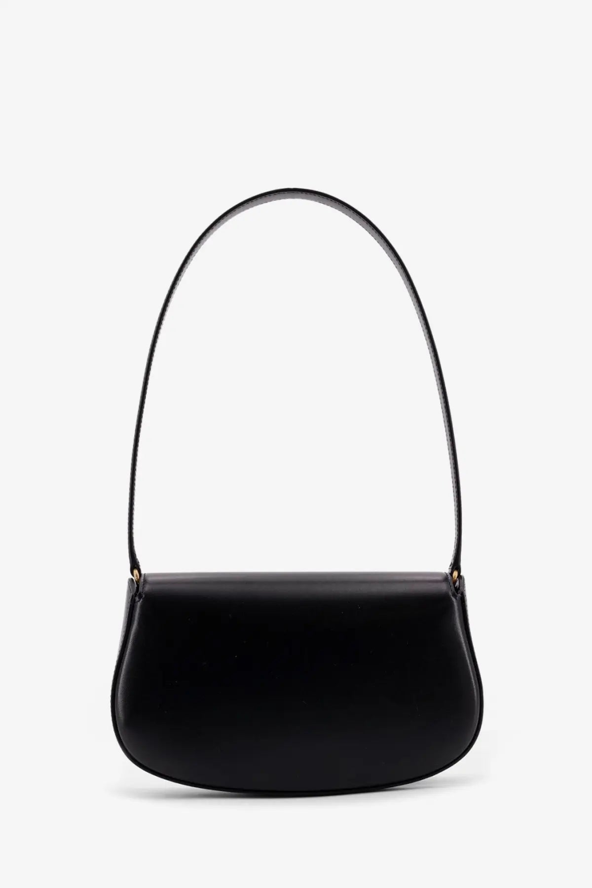 Saint Laurent women’s Voltaire mini black leather shoulder bag with sleek minimalist design and curved top handle