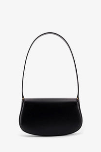 Saint Laurent women’s Voltaire mini black leather shoulder bag with sleek minimalist design and curved top handle