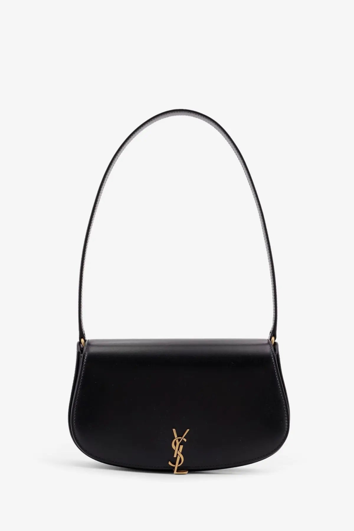Saint Laurent women’s Voltaire mini leather shoulder bag black with black leather and gold-tone YSL logo