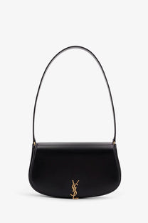 Saint Laurent women’s Voltaire mini leather shoulder bag black with black leather and gold-tone YSL logo