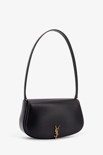 Saint Laurent women’s Voltaire mini leather shoulder bag black with gold-tone logo clasp in black leather