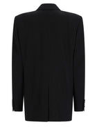 Saint Laurent Women's Wool Mélange Gessata Double-Breasted Jacket Black, view 2