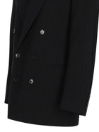 Saint Laurent Women's Wool Mélange Gessata Double-Breasted Jacket Black, view 3