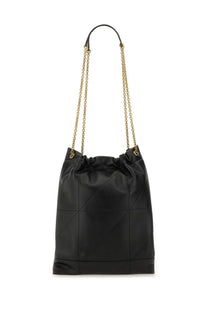 Saint Laurent women’s Ysl Bo Jamie Pochon 7agneau black leather bucket bag with gold chain strap and quilted panel design