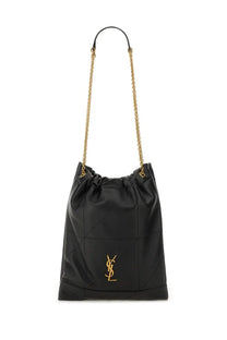 Saint Laurent women’s Ysl bo Jamie Pochon 7agneau black quilted leather bucket bag with gold-tone logo and chain strap