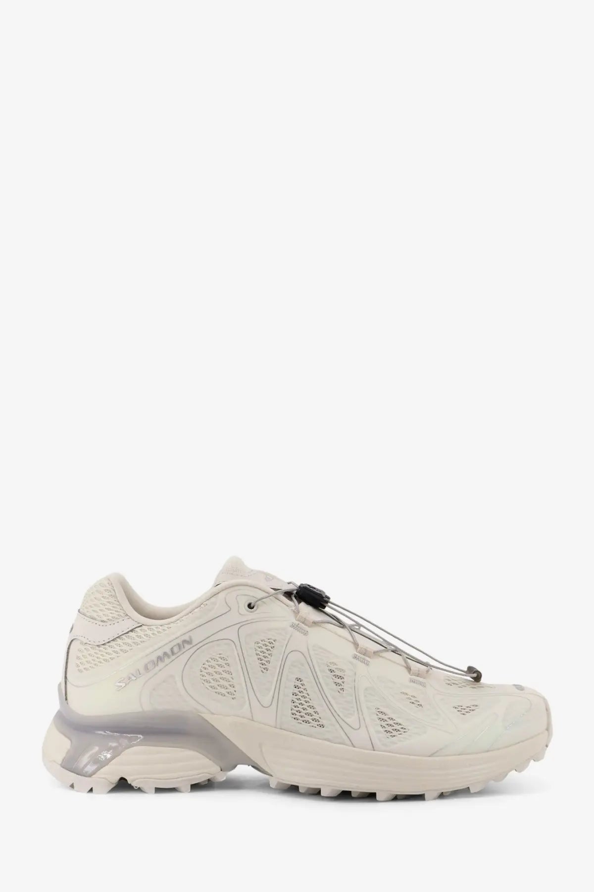Salomon men’s XT Whisper Void mesh and rubber sneaker in off-white with translucent gray midsole for trail running