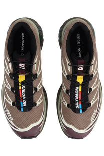 Salomon unisex sneaker xt brown with brown and maroon xa pro 5 running shoes white accents and colorful brand stripe