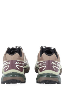 Salomon unisex sneaker xt brown trail running shoes in beige and maroon with translucent green midsole