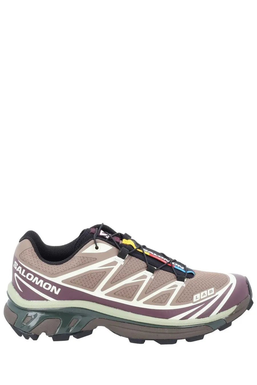 Salomon unisex sneaker XT brown trail running shoe in taupe and burgundy with breathable mesh and rugged outsole