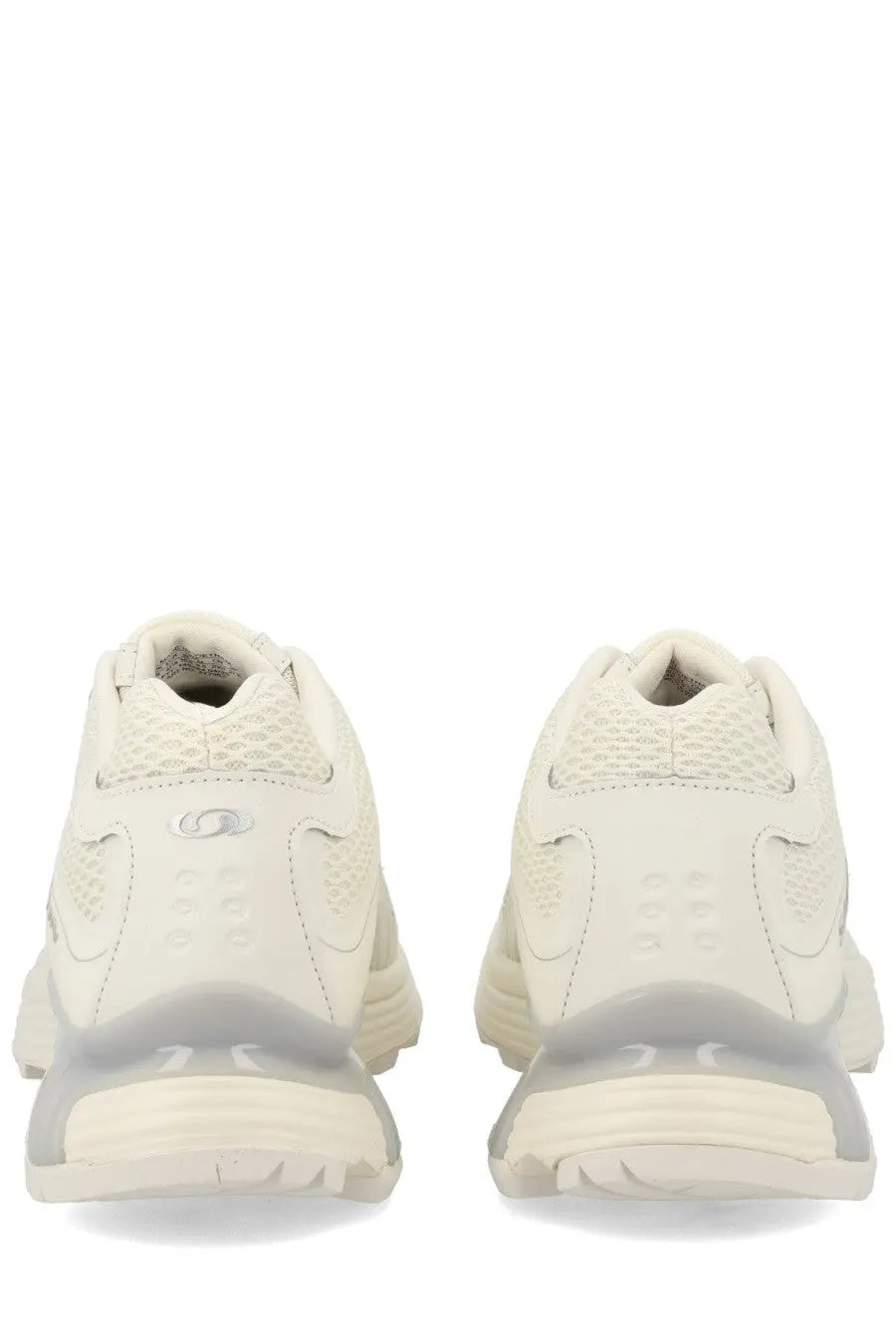 Cream-colored salomon unisex sneaker xt whisper void white with mesh and synthetic leather upper and chunky translucent sole
