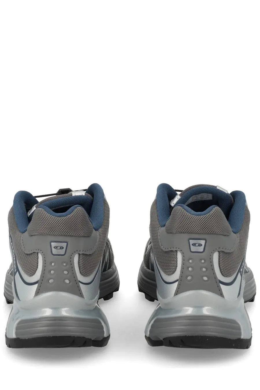 Salomon unisex XT Whisper sneaker silver gray and silver athletic shoes with blue accents mesh upper and chunky midsole