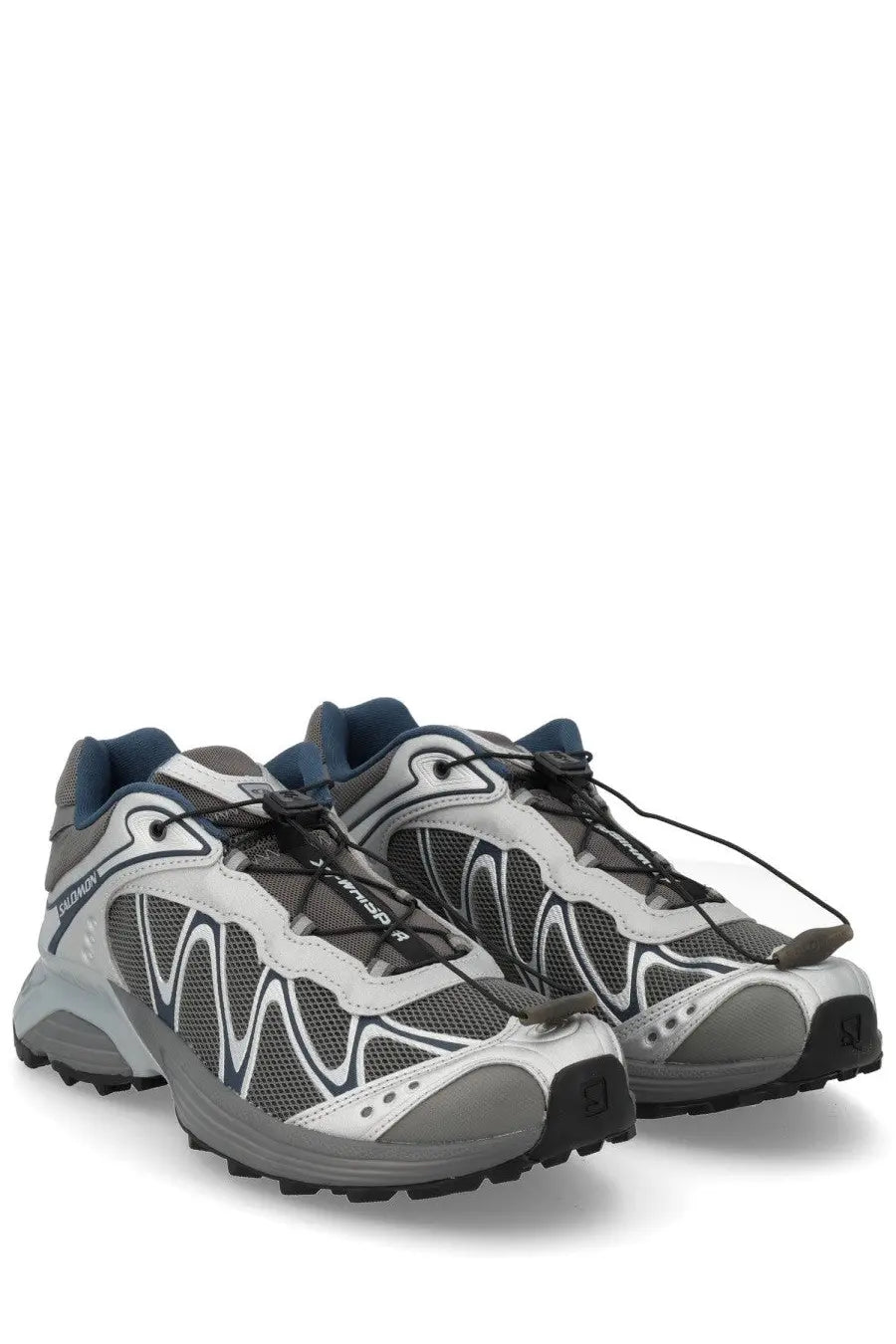Salomon unisex xt whisper sneaker silver gray and white trail running shoes with black laces and mesh upper
