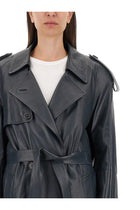 Salvatore Santoro Women's Leather Trench Coat Grey, view 4