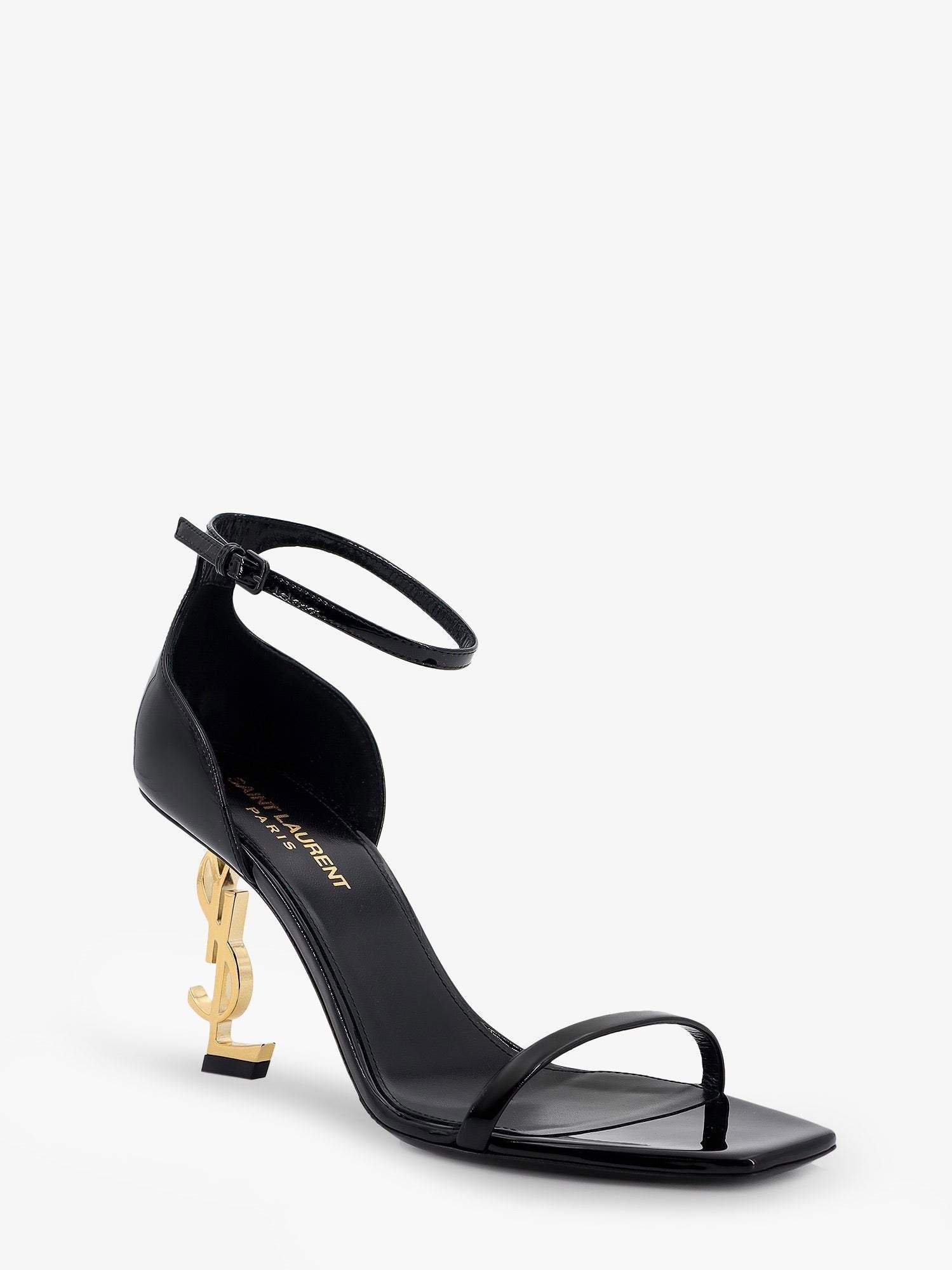 Saint Laurent Women's Opyum Patent Leather Sandals Black