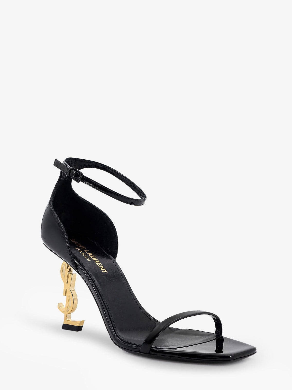 Saint Laurent Women's Opyum Patent Leather Sandals Black, view 2