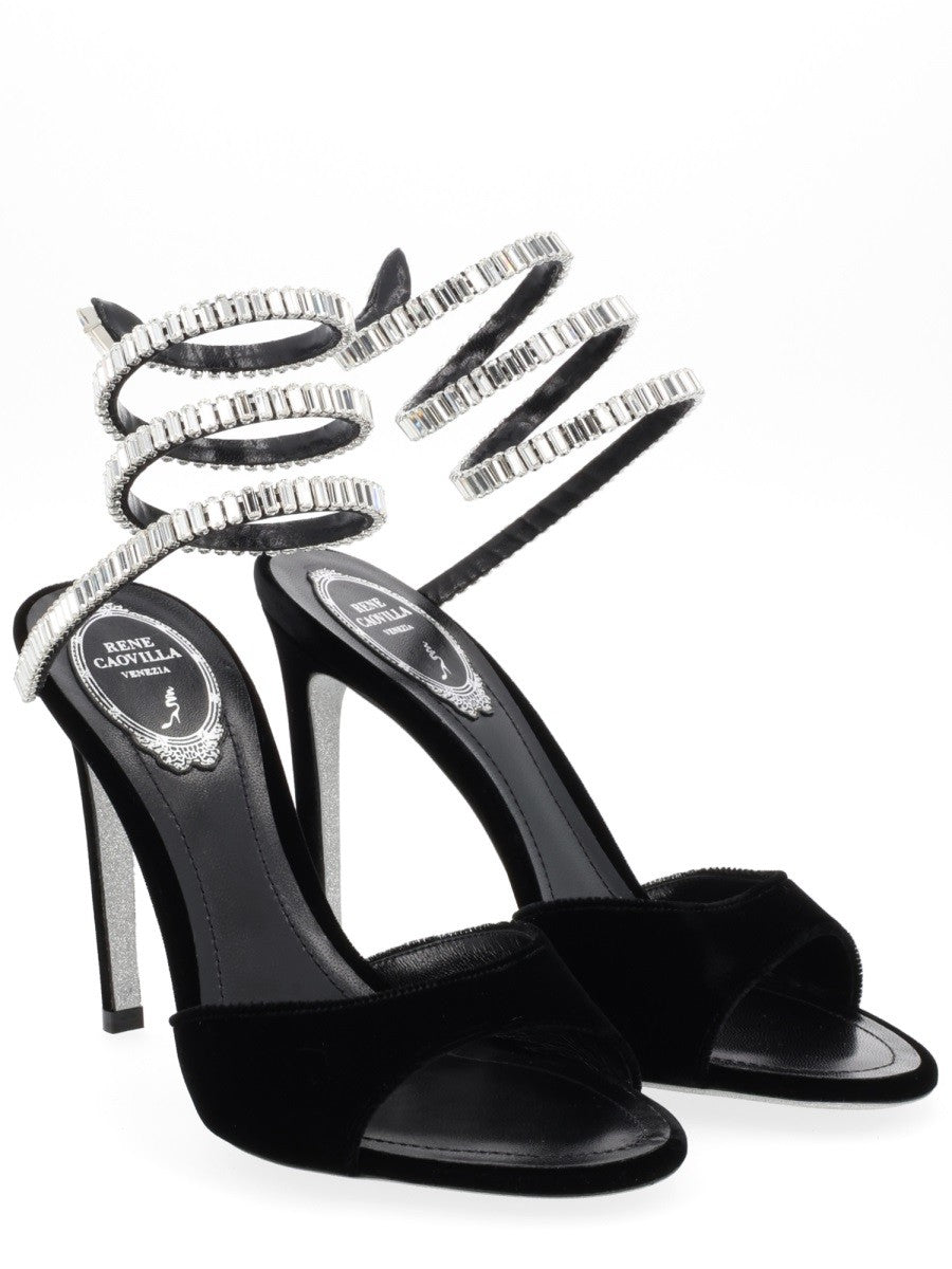 Rene Caovilla Women's Sandalo Cleo Spark Con Tacco Black
