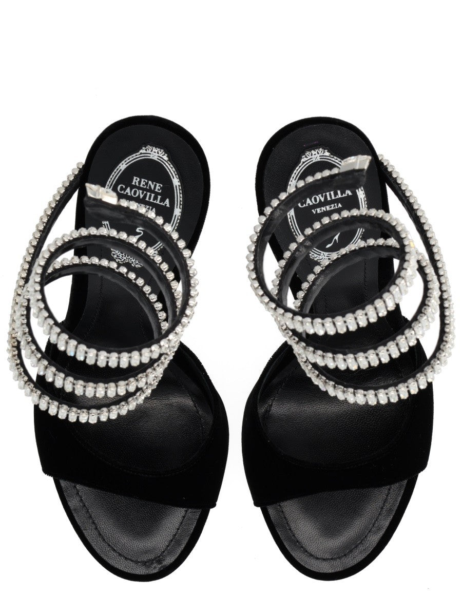 Rene Caovilla Women's Sandalo Cleo Spark Con Tacco Black