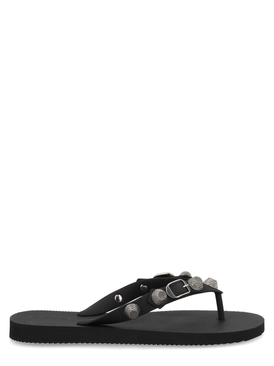 Balenciaga Women's Cagole Flip-Flops Sandals Black