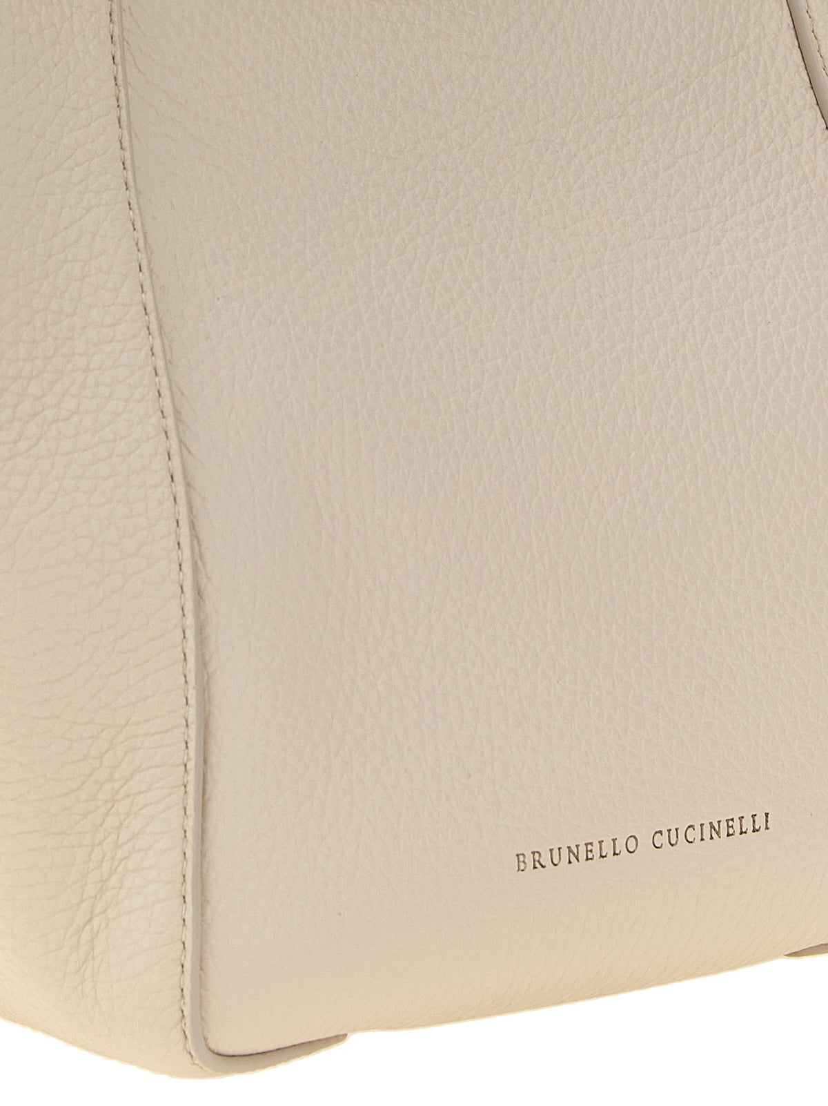 Brunello Cucinelli Sartorial Bucket Small Handbag Beige, view 3