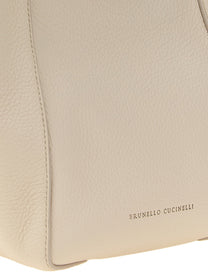 Brunello Cucinelli Sartorial Bucket Small Handbag Beige, view 3